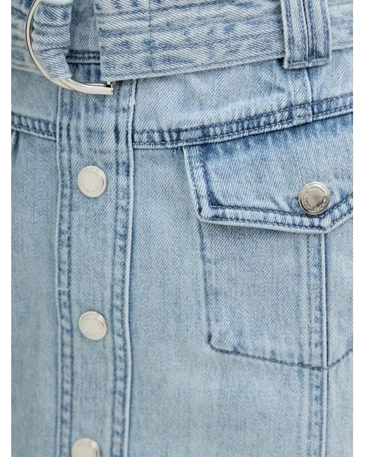 Morgan Blue Belted Button-Front Mini Skirt