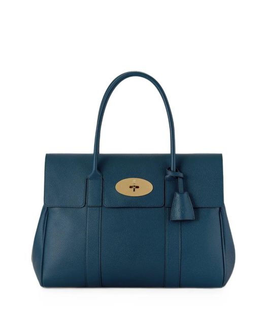 Mulberry Blue Bayswater Grained Leather Tote Bag
