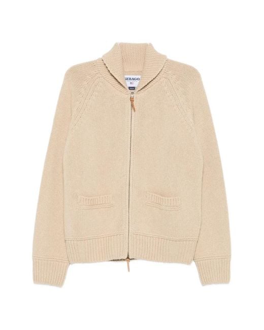 Sebago Natural Anchor-Intarsia Zip-Up Cardigan