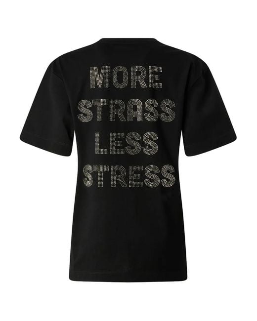 Pinko Black Limousine Strass Cotton T-Shirt