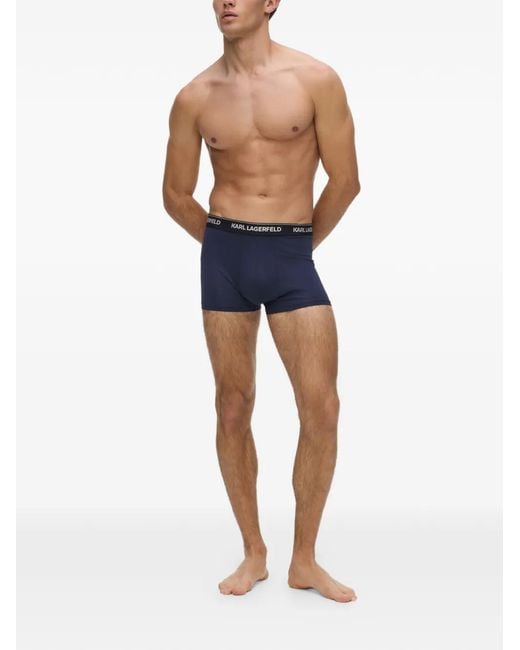 Karl Lagerfeld Blue Logo-Waistband Boxers (Set Of Three) for men