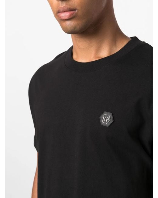 Philipp Plein Black Skull&Bones-Print Cotton T-Shirt for men