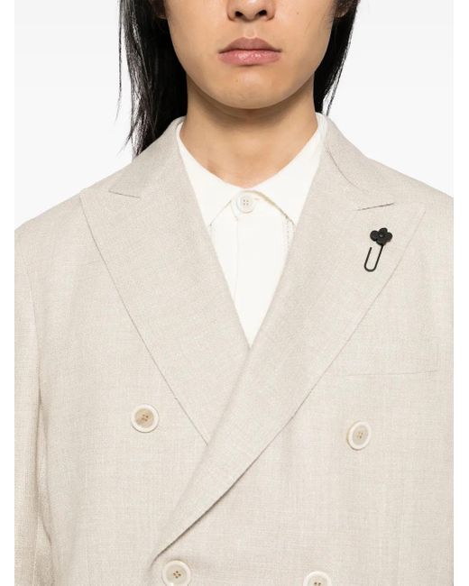 Lardini Natural Double-Breasted Blazer for men