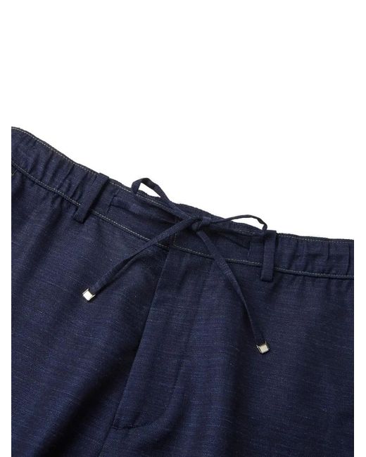 Shanghai Tang Blue Drawstring-Fastening Trousers for men