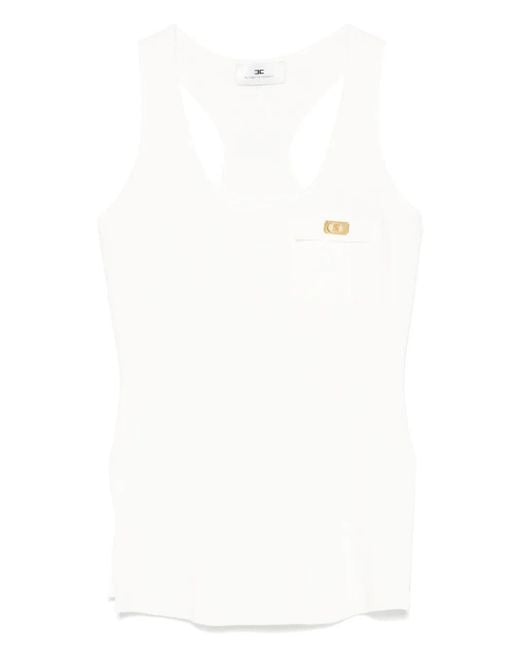 Elisabetta Franchi White Ribbed Tank Top