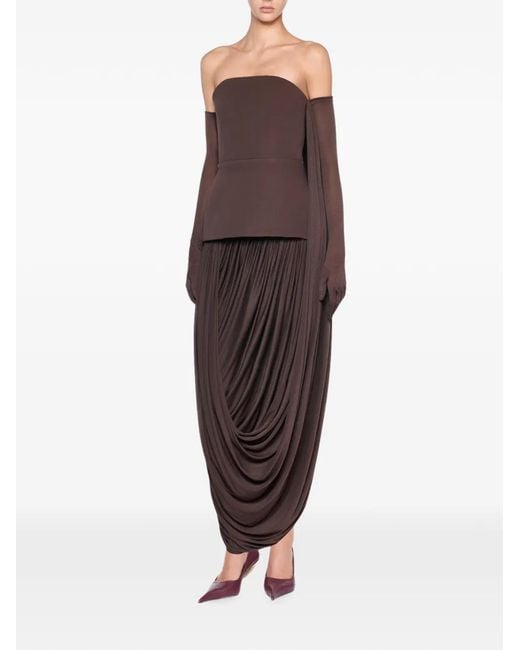 Chats by C.Dam Brown Draped Tube Dress