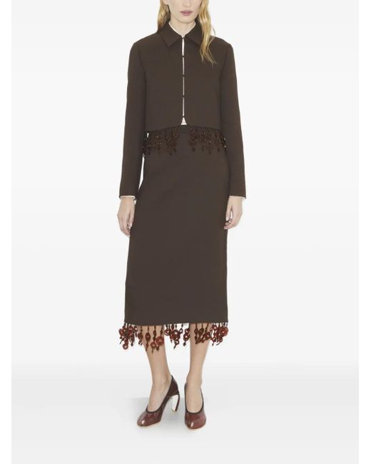 Tory Burch Brown Beaded Crepe Jacket