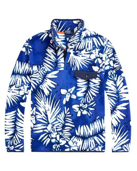 Polo Ralph Lauren Blue Palm Frond Fleece Sweatshirt for men