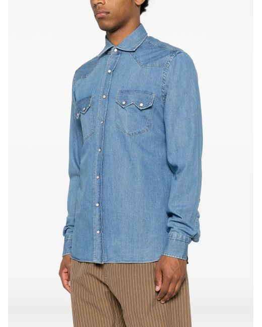 Borriello Blue Button-Down Denim Shirt for men
