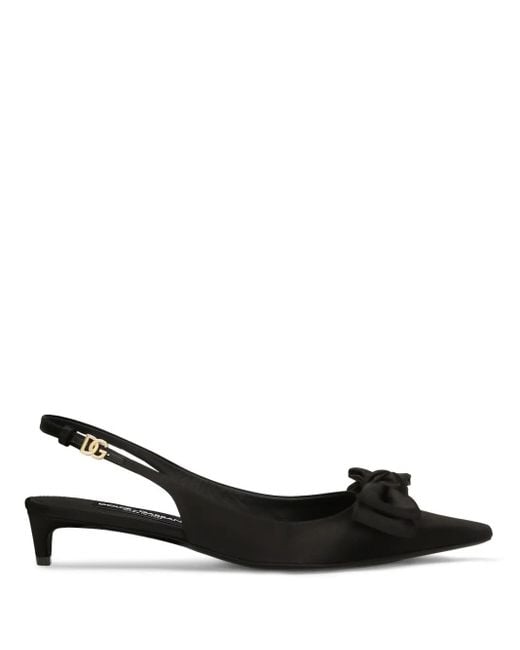 Dolce & Gabbana Black Satin Slingback Pumps