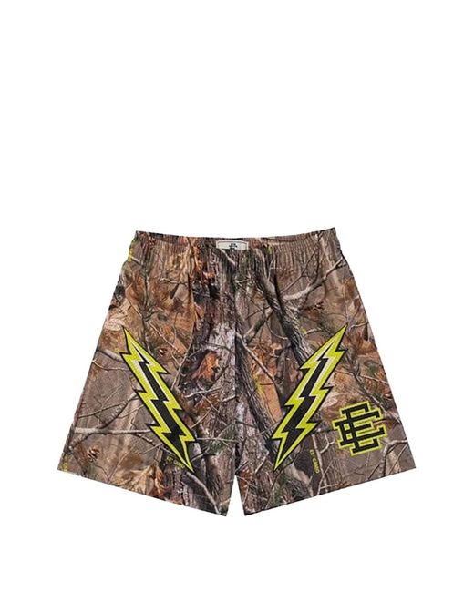 Eric Emanuel Brown Ee Basic Tree-Camo Lightning-Bolt Print Shorts for men
