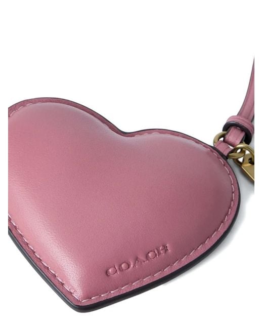 COACH Pink Heart-Shape Adjustable-Strap Keyring