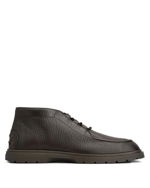 Tod's Brown Pebble-Grain Lace-Up Boots for men