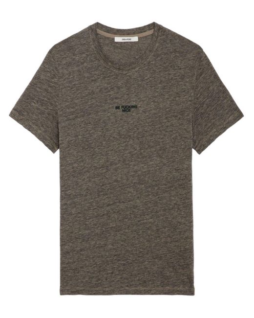 Zadig & Voltaire Gray Tommy Slogan-print T-shirt for men
