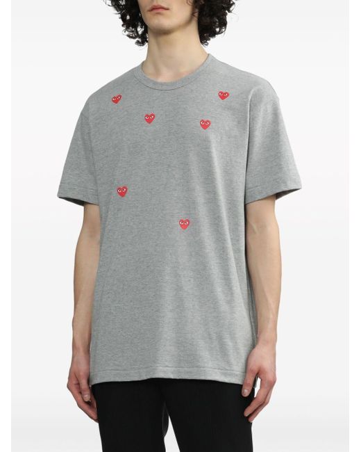 COMME DES GARÇONS PLAY Gray Scattered Hearts Cotton T-shirt for men