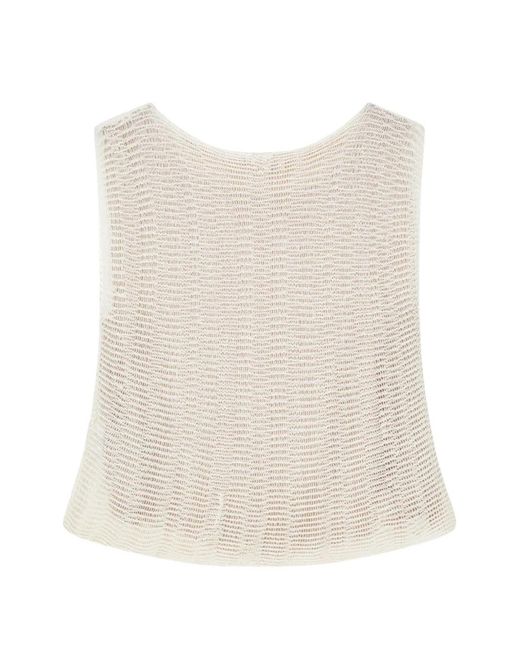 Giorgio Armani White Openwork Top