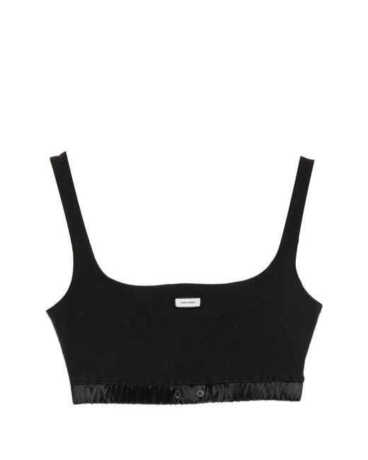 Entire studios Black Cropped-Top Mit Logo-Patch