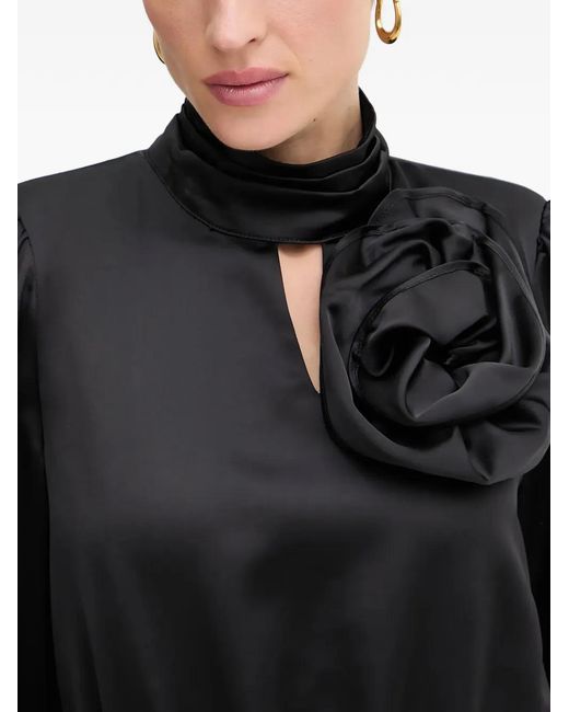 Fracomina Mini-Jurk Met Gedrapeerde Hals Verfraaid Met Bloemen in het Black