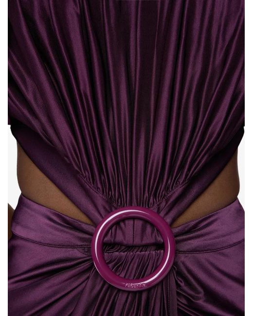 Rabanne Purple Ruched-Detail Maxi Dress