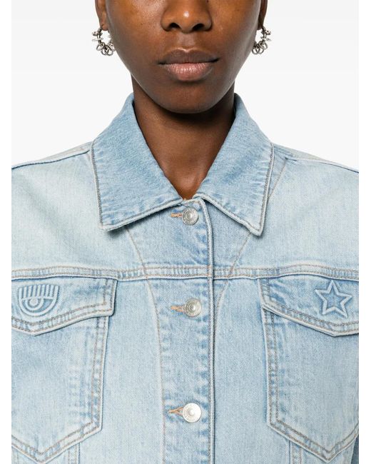 Chiara Ferragni Blue 3D Logo Denim Jacket