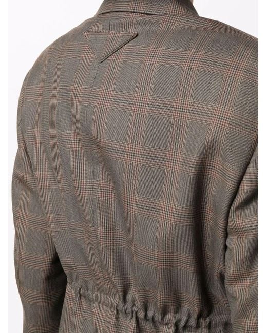 Prada Brown Checked Wool Blazer