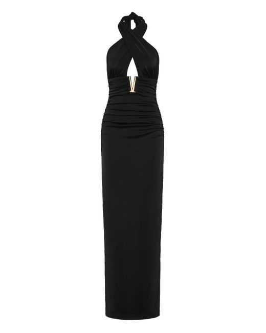 Rebecca Vallance Black Mischa Neckholder-Maxikleid