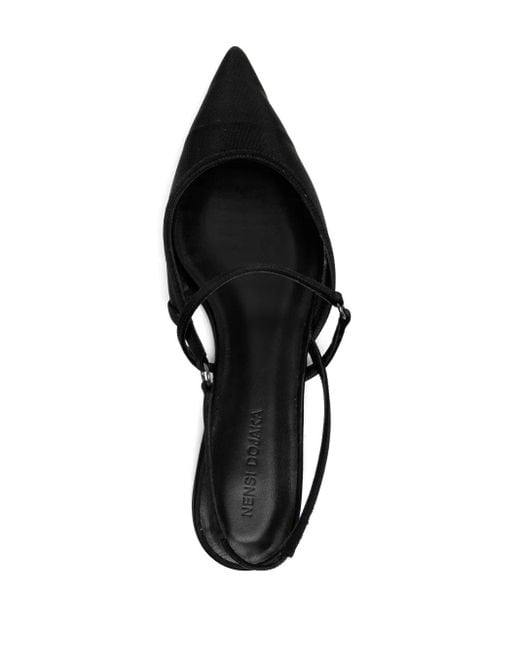 Nensi Dojaka Black Pointed-Toe Flat Pumps