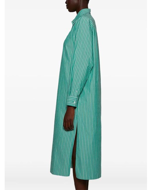 The Row Green Striped Shirt Dress