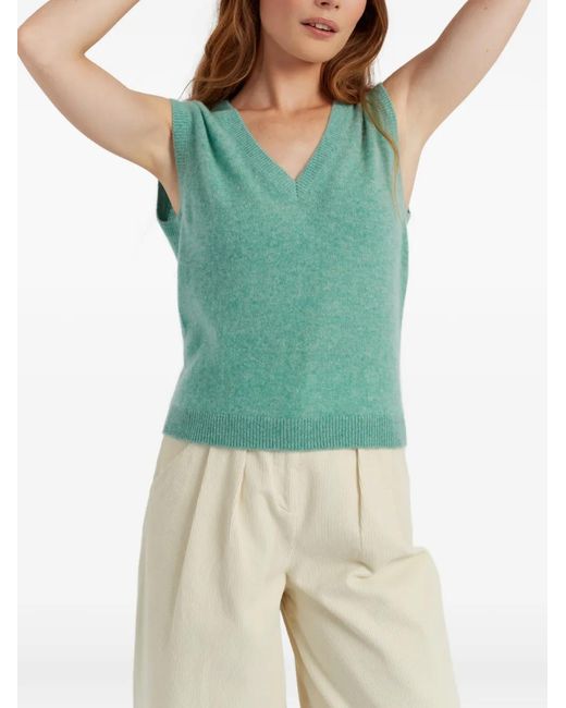 Chinti & Parker Green V-Neck Cashmere Top