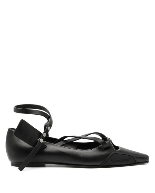 Off-White c/o Virgil Abloh Black Strapped Flat Pumps