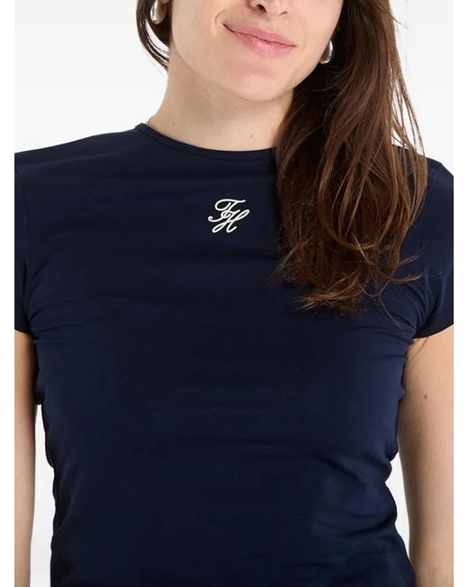 Tommy Hilfiger Blue Logo-Embroidered T-Shirt