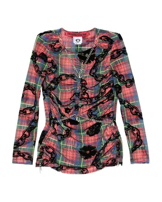 Chopova Lowena Red Chain-Print Blouse