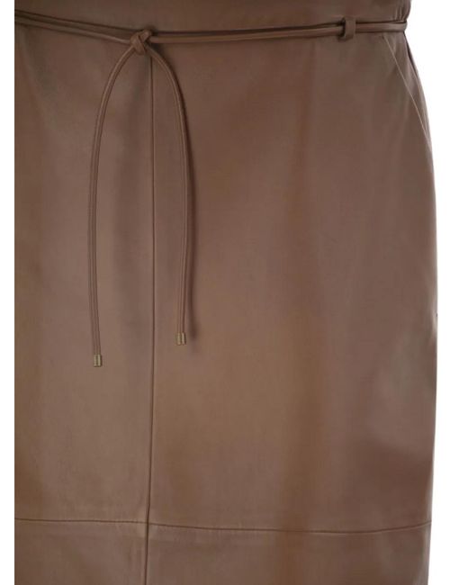 Max Mara Brown Fantino Belted Pencil Midi Skirt