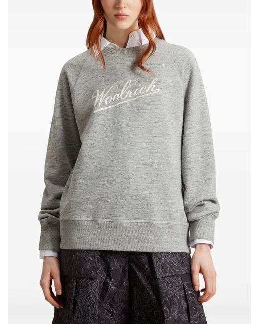 Woolrich Gray Logo Cotton Sweatshirt