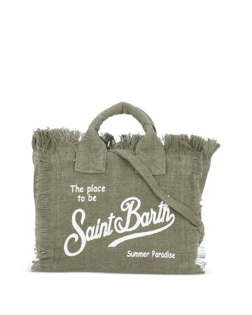 Mc2 Saint Barth Green Colette Frayed Tote Bag