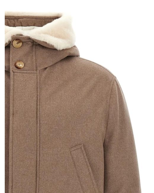 Brunello Cucinelli Brown Flannel Down Jacket for men