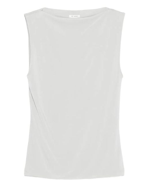 St. Agni White Boat-Neck Jersey Top