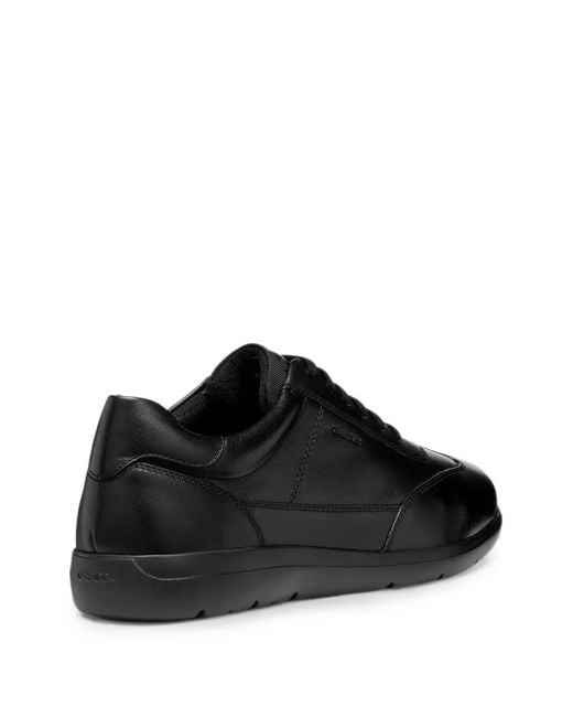 Geox Black Panelled Lace-Up Sneakers for men
