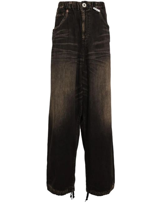 Maison Mihara Yasuhiro Black Logo-Patch Straight-Leg Jeans for men