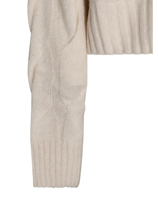 Allude White Cable-Knit Button-Up Cardigan