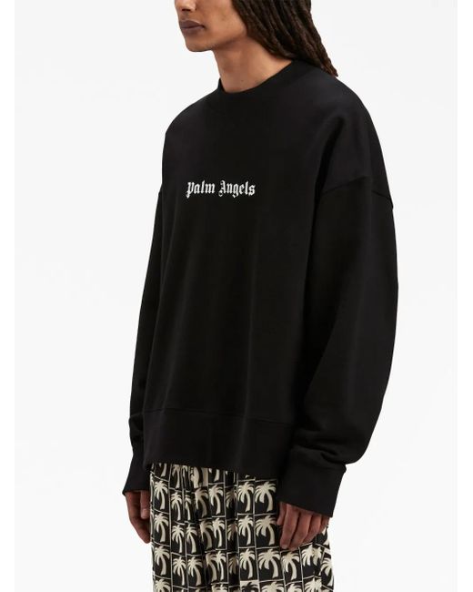 Palm Angels Black Printed Cotton Sweatshirt for men