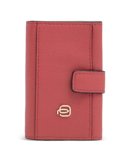 Piquadro Pink Leather Pop-Up Cardholder
