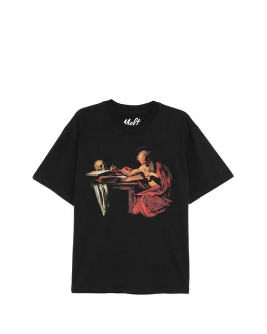 Melt Black Graphic-Print Round Neck T-Shirt for men