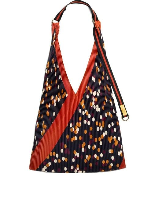 MULTITUDES BAGS Red Valeria Pleated Polka-Dot Shoulder Bag