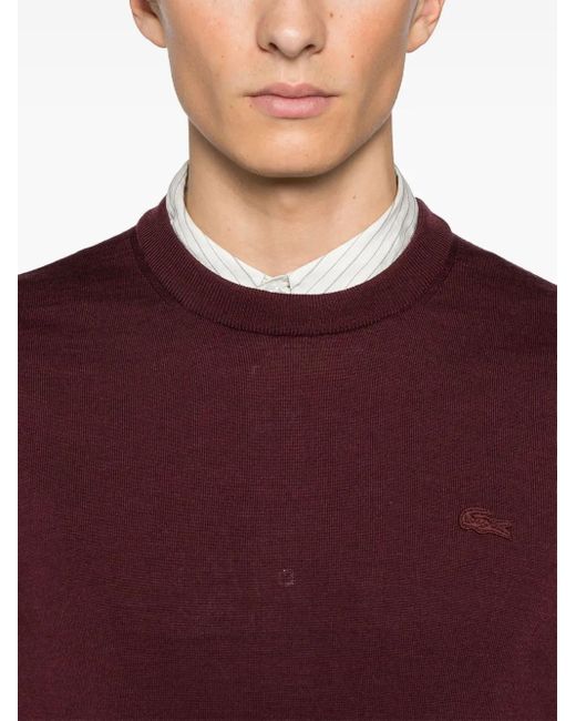 Lacoste Purple Crocodile-Patch Sweater for men