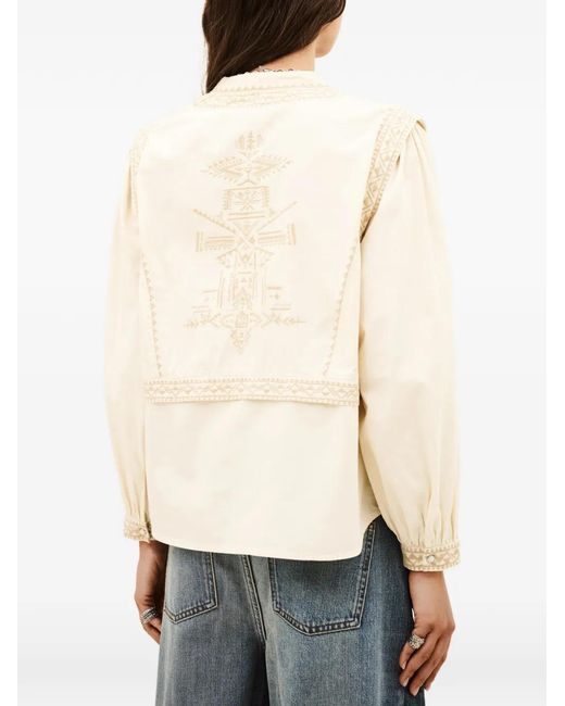 Ba&sh Natural Laura Embroidered Long-Sleeved Blouse
