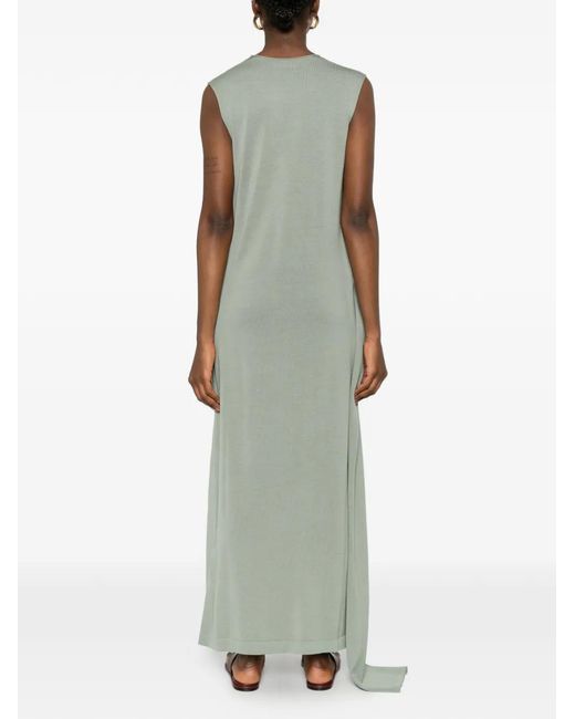 Jil Sander Green Robe Drapée À Col V