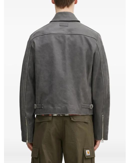 KENZO Gray Leather Jacket for men