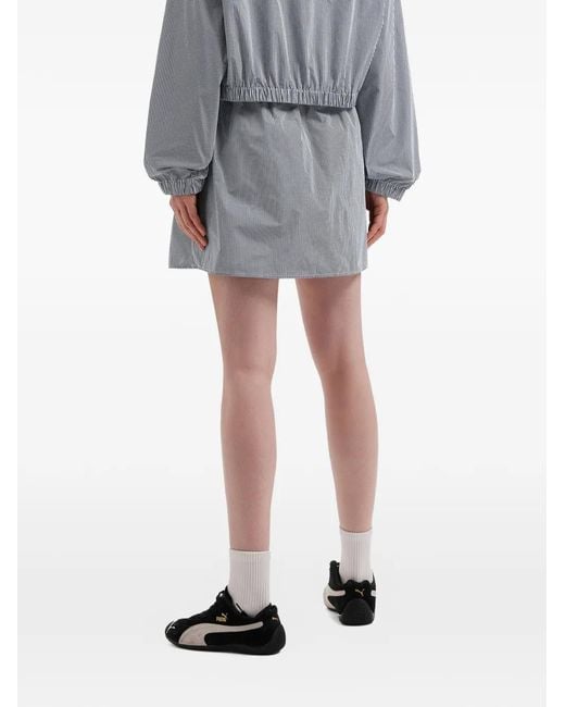 Mini Cream Blue Drawstring Mini Skirt