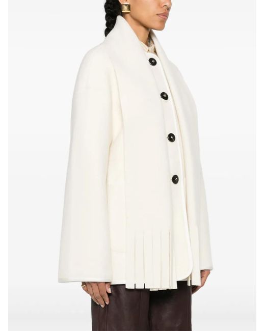 Forte Forte Natural Short Wool Coat With Scarf